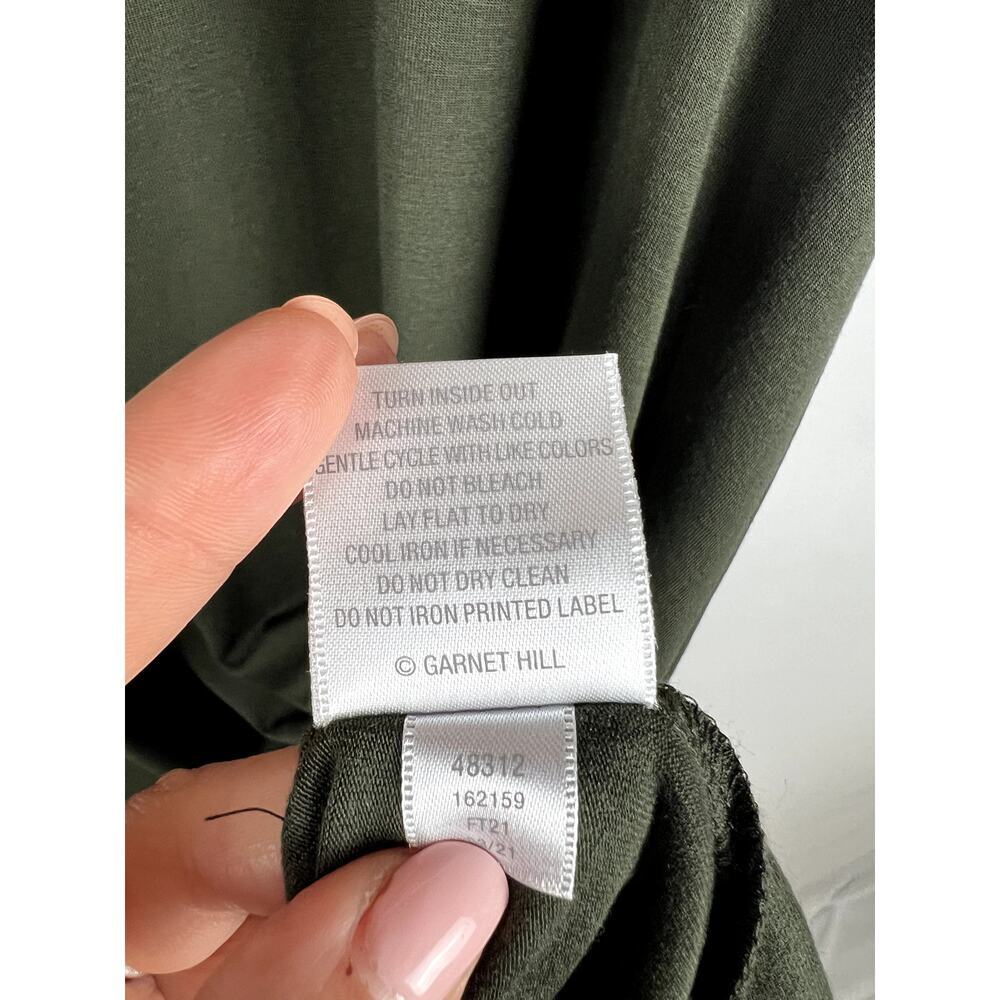 Garnet Hill Women size Medium Trapeze Dress Army Green Telcel Blend Minimalist - Picture 5 of 7